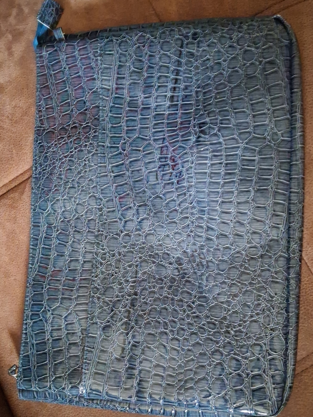 Blue Faux-Croc Reptile Accessory Laptop Tablet IPad Pouch - Unbranded